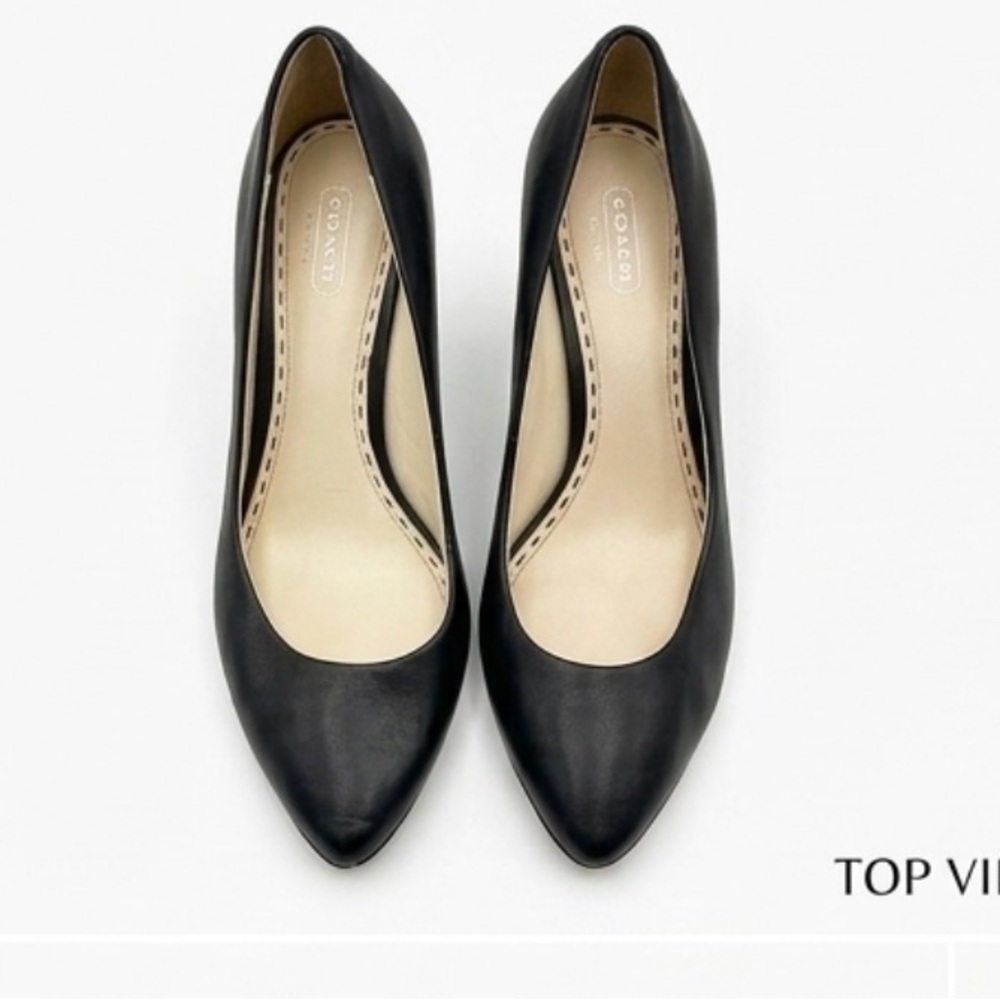 Coach Black Smooth Leather Pointed-Toe Stiletto Pumps, 4", Size 9.5 B